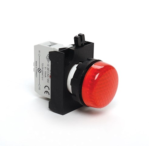 CP Serisi Plastik LED'li 12-30V AC/DC Kırmızı 22 mm Sinyal